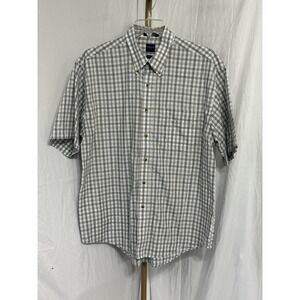 Arrow MENS Button Up Shirt Large‎ (16-16.5) Gray Plaid